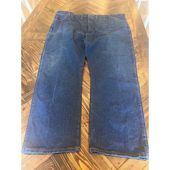 Wrangler Denim Blue Jeans 52x32 Western Cowboy Barn Farm Aztec Rodeo Workwear - Picture 1 of 9
